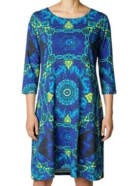 Plenty by Tracy Reese Multicolor Mandala Print Tunic Dress Women's Size M PETITE